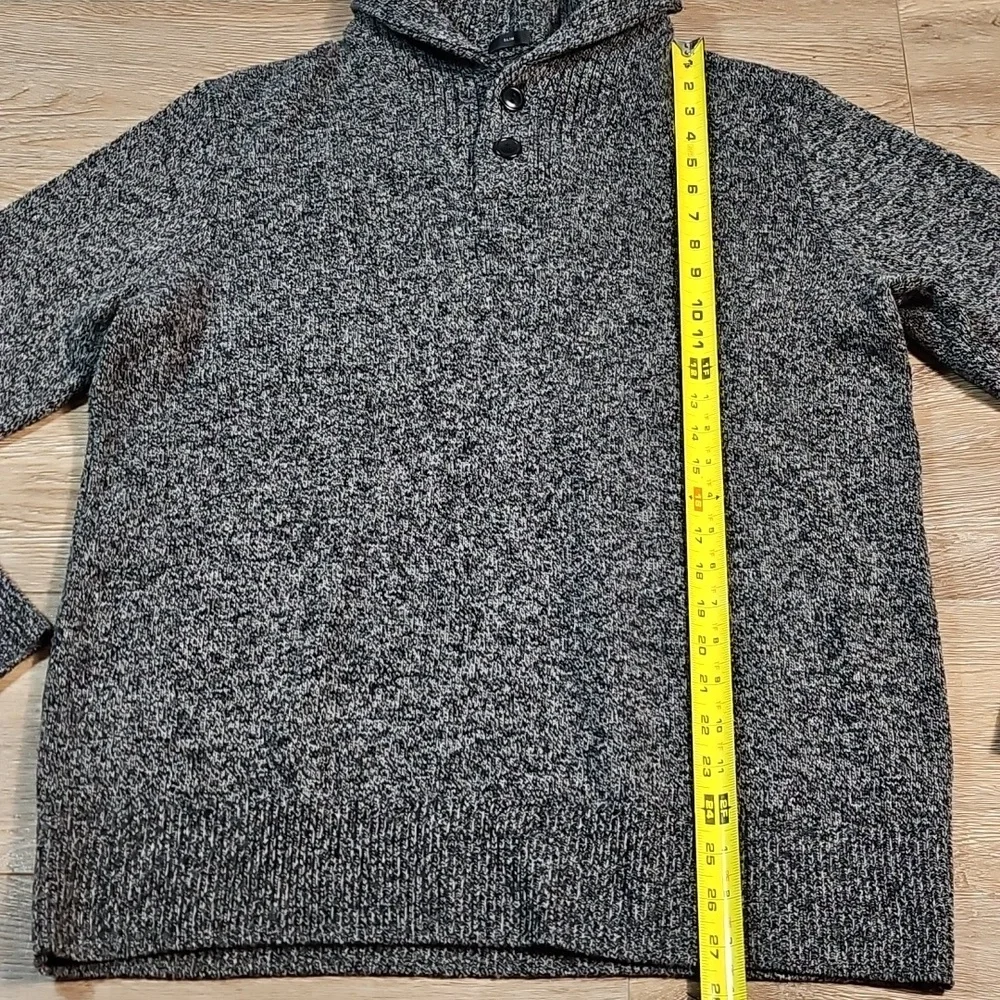 J. Crew 100% Lamb's Wool Charcoal Marled Knit Shawl Collar Slim Fit Sweater